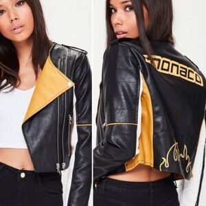 Missguided Black & Gold & White Leather jacket